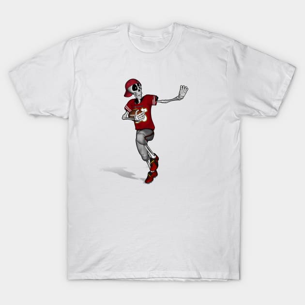 Football Skeleton T-Shirt by BoneheadGraphix